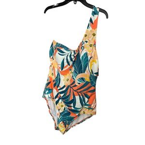 NWT Jantzen One Piece Swimsuit 16 Floral Tropical Beach Palm Bathing Suit Swim